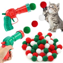 Zkaoai Cat Toy, 30 Cat Ball, Cat Toy Christmas, Interactive Cat Toy, Cat Toy Ball with Plush Ball Launcher, Cat Toy Set, Training Cat Ball Launcher