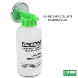 OEMTOOLS 25036 Bleed-O-Matic One-Man Brake Bleeder Kit, Featuring An Opaque Brake Bleed Bottle / Transparent Hoses and Tapered Fittings, No Mess Brake Fluid Bleeding , Multi color(Packaging May Vary)