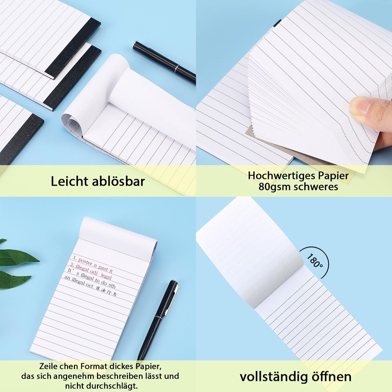Pack of 8 Notepad A7 Writing Pad Lined Small, 30