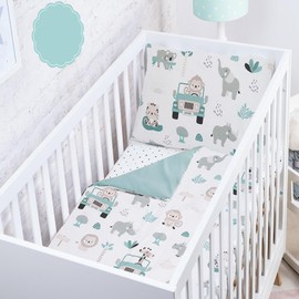 Baby Safe Duvet Cover Baby Cot 120 x 90 cm Duvet Cover Cradle 100% Organic Cotton Oeko-Tex Certified Bed Linen Single Bed Children's Bedding Set Safari