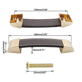 TTZEZE 6 Pack Vintage PU Leather Knob Pull Handle, Leather Drawer Handle,Leather Drawer Pulls Case Handle Trunk Leather Handles Strap Handle Pulls for Home Office Cabinets Suitcases Drawer Door