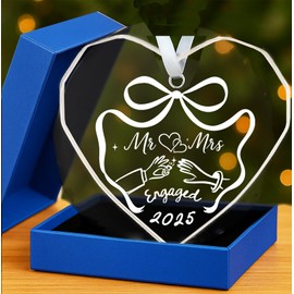 Engaged 2025 Heart Ornament- Mr and Mrs Engaged, Engagement Wedding Gift for Couples, Wedding Proposal Gift, Engagement Party Decoration