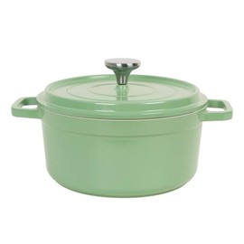 Dutch Oven Pot With Lid, 5 Qt Nonstick Enameled Dutch Oven for Bread Baking, Dual Handles Ceramic Saucepan, Kitchen Cookware for Braising Stews Roasting Baking, Safe across All Cooktops (Green)