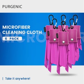 Microfiber Cloth & Glasses Wipes (6 Pack) Lens & Glasses Cleaning Cloth - Eye Glass Clean Cloths - Eyeglass Cleaning Cloth - Glass Cleaning Cloth - Camera Lenses & Gadget Delicate Screens - Pink