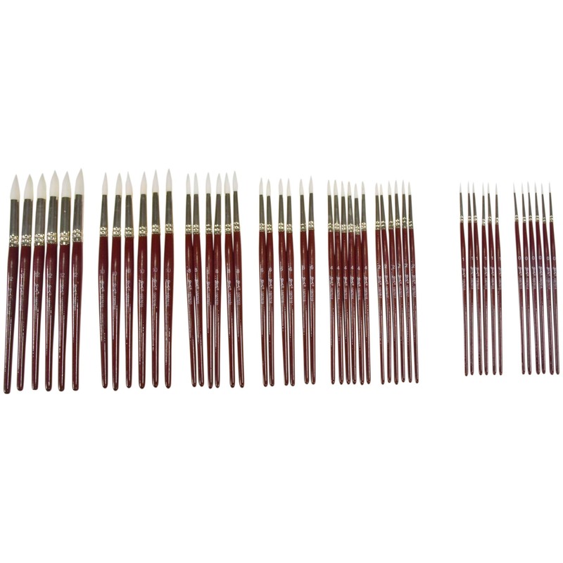 Sax Optimum White Synthetic Taklon Paint Brushes, Assorted Sizes, Set