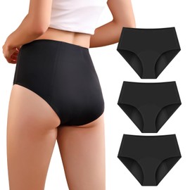 VOXSHE 3pk Incontinence Underwear for Women 100ml High Absorbency Leak Proof Underwear for Women Washable Womens Incontinence Panties for Bladder Leaks Black 2XL Black