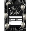 Kirsten McMillan 32 Black Silver Balloons Party Invites - Party
