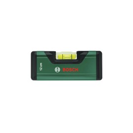 Bosch Spirit level 12 cm (mini spirit level, precise alignment with fluorescent level for horizontal reading, aluminium housing, soft grip bumper, V-groove)