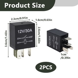 2 Pcs 12V 30A Relay 4 Pin, Car Electrical Switching Relay, Heavy Duty Automotive Relays, Universal Car and Truck Standard Kit, Compatible with Mondeo, JD1912, Ideal for Power Switching