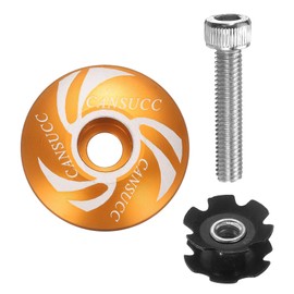sourcing map 1 1/4" OD Bicycle Headset Stem Top Cap Aluminum Alloy Star Nut Cycling Headset Cover Stem with M6 Bolt for Mountain Bike Road Bike MTB, Gold