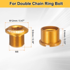 HARFINGTON 5pcs Double Chain Ring Bolts M8 Aluminum Alloy Bicycle Crankset Nuts Chainwheel Screw for Road Bike Mountain Bike, Yellow