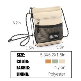 OCE GEAR Crossbody Sling Bag for Women Men with Secure Elastic Strap - Smart Pocket Layout Shoulder Bag Urban Outdoor Travel, Beige, Medium