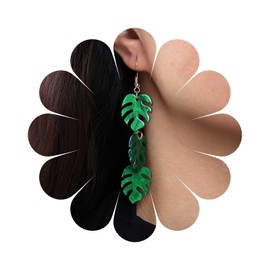 Cimenexe Bohemian Enamel Leaf Dangle Earrings Green Acrylic Leaf Drop Earrings Long Resin Leaf Hook Earrings Minimalist Leaf Plant Earrings Jewelry for Women and Girls Gifts