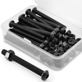 (20 Sets) M6 x 40mm Screws and Nuts Set Half Head Hex Socket Screws 10.9 Grade Alloy Steel Full Thread