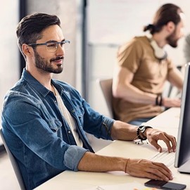 FONHCOO Bifocal Reading Glasses for Women Men, Metal Half Frame No Line Blue Light Blocking Readers Anti UV/Glare/Eyestrain (Blue 2.5)