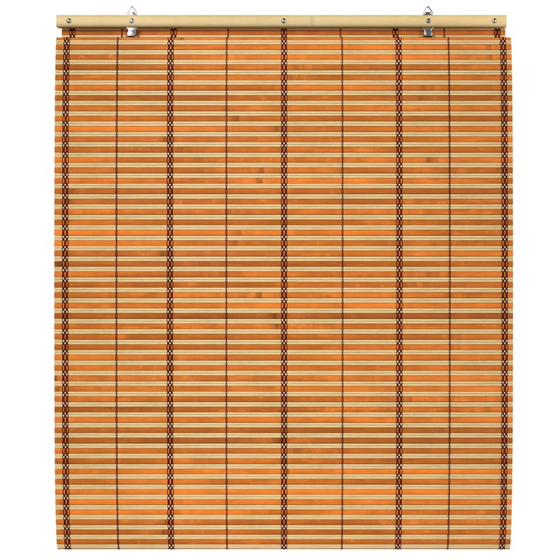 Red Lantern Burnt Bamboo Cordless Window Shade - Two-tone Honey,
