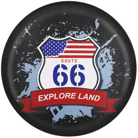 Explore Land 26-27.75 inch Spare Tire Cover Fit Trailer, RV, SUV, Truck, Tough Tire Wheel Soft Cover, American Flag and Route 66