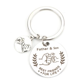MUCOOS Dad Keychain, Engraved “Father and Son, Best Friends for Life”, Dad Gifts from Son,Father Day Thanksgiving Birthday Gifts for Papa