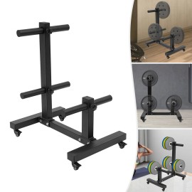 TBvechi Weight Plate Rack Tree Weight Plate Storage W/Universial Wheels Weight Tree Rack