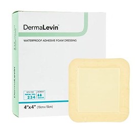 Dermarite Dermalevin Adhesive Foam Dressing 4" X 4" Square with 2" X 2" Pad, Water-Proof (10 Pcs. Per Box)