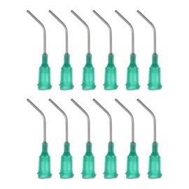 sourcing map Blunt Pointed Dosing Needles 18 Gauge 45° Curved Dosing Tips 1 Inch End Angled Dispenser Needle with Luer Elbow Blunt Needle for Oil or Glue Applicator Green Pack of 12