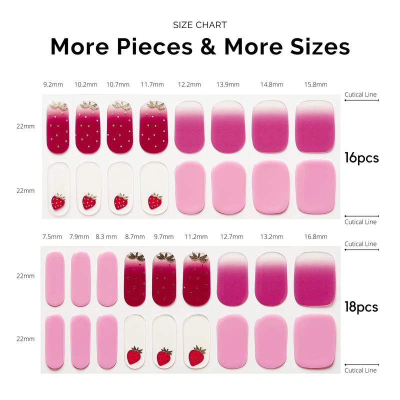 NAILOG Semi-hardened Gel Nail Stickers (34 Pieces), Long Lasting, Salon