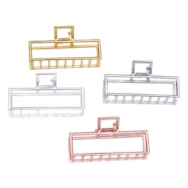 Metal Hair Clips for Women, 4pcs Square Claw Clips for Thick Hair, Large Hair Clips Rectangle Claw Clip, Banana Clips Hair Rose Gold Black Silver Gold Hair Clips (Style1, 9 * 4.5cm)