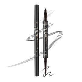 Music Flower Dual-Ended Microfilling Eyebrow Pen, Liquid Eyebrow Pen with 4 Micro Brush-Tip Applicators & Brow Defining Pencil with Precision Tip (Black)