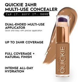 Urban Decay Quickie 24HR Full Coverage Waterproof Concealer (60WO - Medium Dark Warm Orange), Natural Matte Finish, Hydrating Vitamin E, Dual-ended Buffing Brush & Multi-use Applicator - 0.5 fl oz