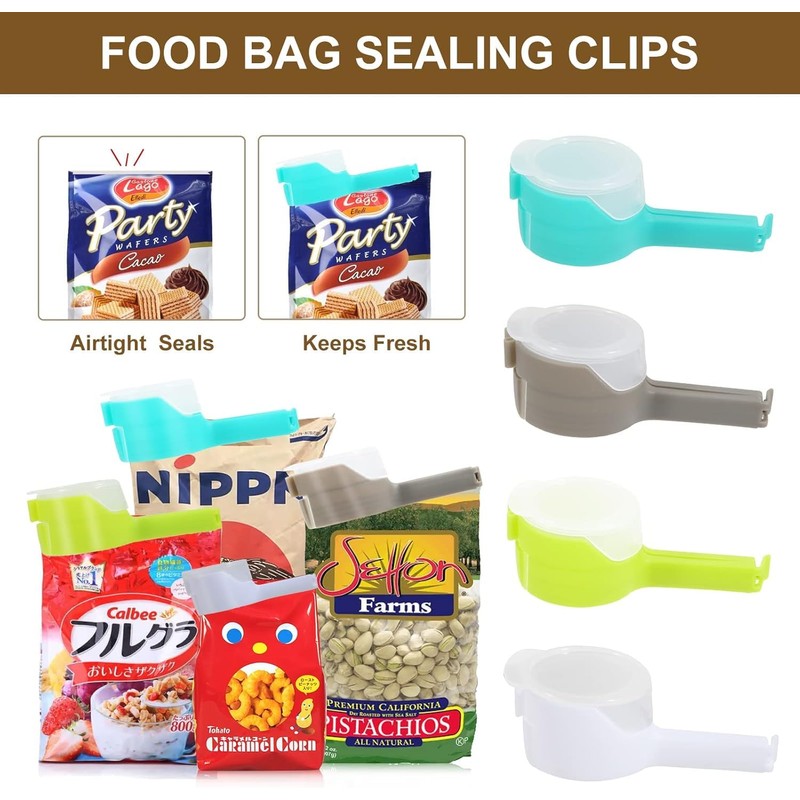 4Pcs Food Clip Set with Pour Spout,Bag Clips with Pour