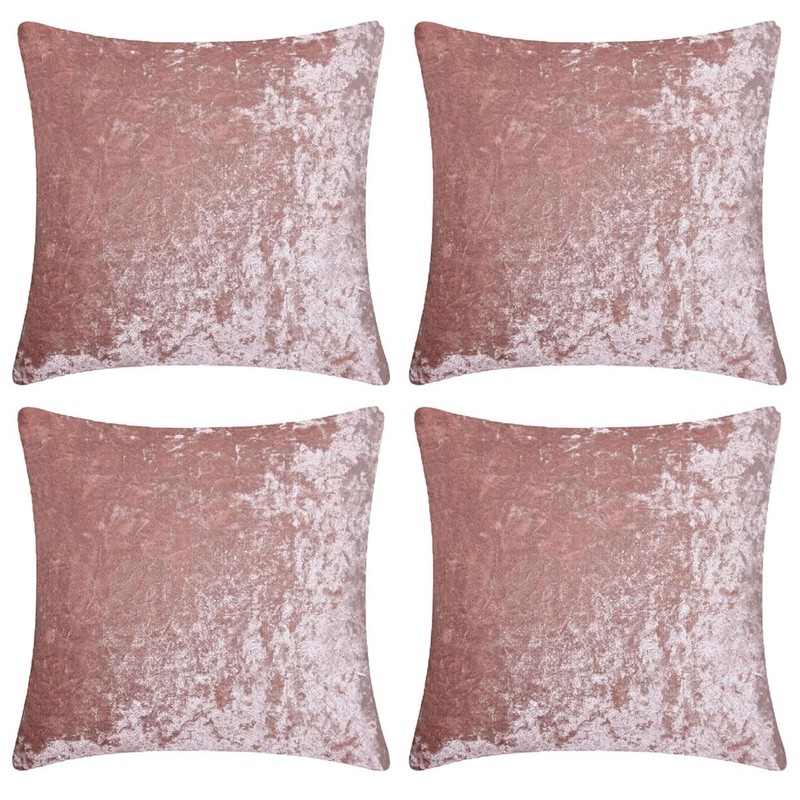 Red Rainbow Plain Crushed Velvet Cushion Covers Blush Pink Piped