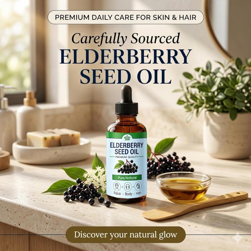 AQILUN Elderberry Seed Oil, Cold Pressed Elderberry Seed Oil, Pure