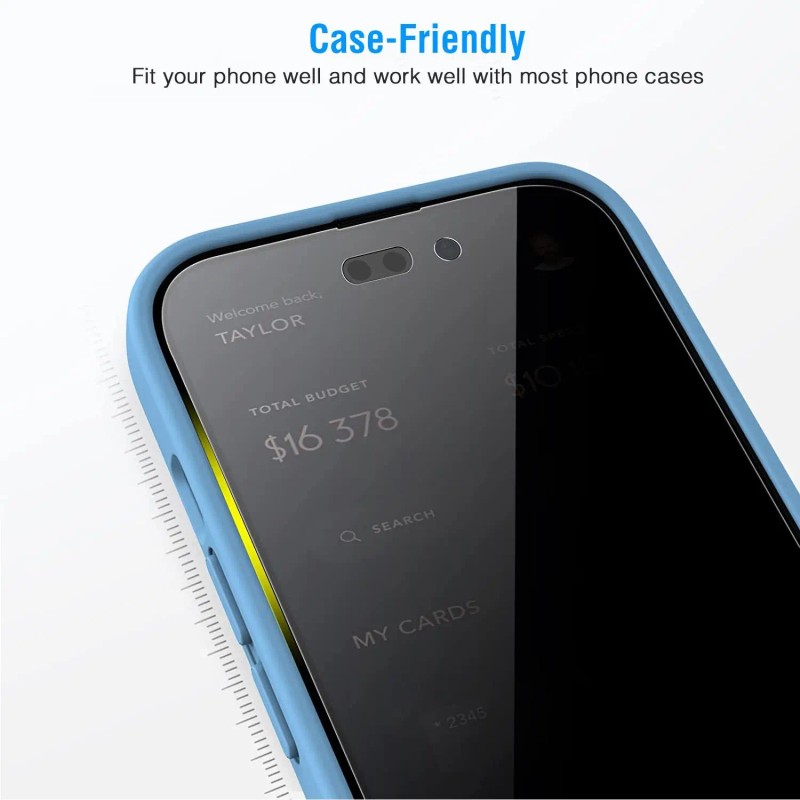 2Pcs Full Coverage Tempered Glass Screen Protectors Privacy Film for