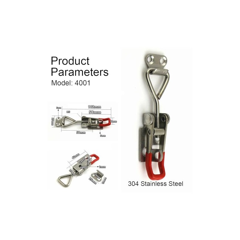 2PCS Adjustable Toggle Clamp, 102mm Toggle Latch Lockable, Stainless Steel