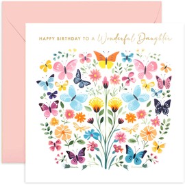 Old English Co. Cute Daughter Birthday Card - 'Happy Birthday Wonderful Daughter' Butterfly Card - Sweet Daughter in Law Birthday Card - Fun Birthday Cards for Daughter - Birthday Cards for Women