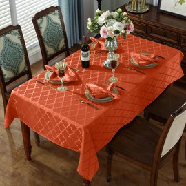 SASTYBALE Autumn Rectangle Tablecloth Jacquard Table Cloth Spill Proof Dust-Proof Table Cover for Fall Thanksgiving & Harvest Kitchen Dining Tabletop Decoration (132 x 178cm (4-6 Seats), Autumn Rust)