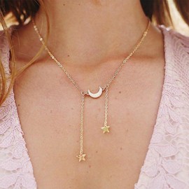 TseenYi Gold Star Arch Moon Pendant Necklace Chain Necklace Boho Style Necklaces Jewelry for women and Girls