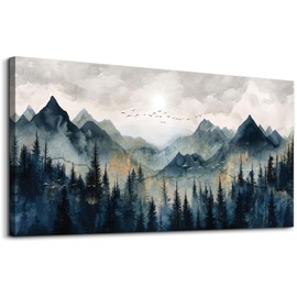 ERQINHUA Canvas Wall Art For Bedroom Large Wall Decor For Living Room Modern Office Mural Abstract Watercolour Painting Mountain Landscape Wall Pictures Artworks Home Decor Ready To Hang 24"X48"