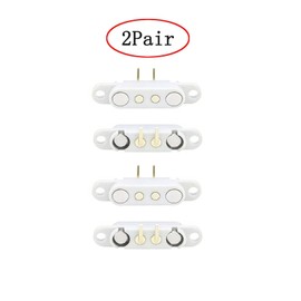 2 Pair White Magnetic Bend Pogo Pin Connector with Location Hole, 2/3/4/5/6Pin 2A Pogopin Magnetic Connector Male+Female 2.54MM Through Holes Spring Loaded Connector DC Charge Probe Socket (2Pin)