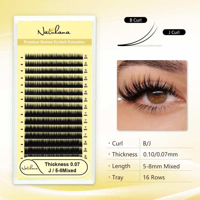 Classic Bottom Lash Extensions 0.10 B Curl 5-8mm Mix Black