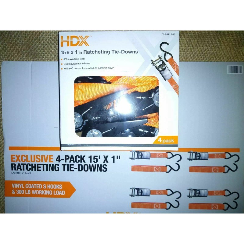 HDX Exclusive bright orange safety HDX 4-pack, 15' x 1"