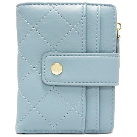NANXJIUR Slim Wallets for Women Leather RFID Blocking Small Bifold Wallets with Zipper Coin Purse for Ladies Womens Wallet Compact Bifold Card Holder(Blue)