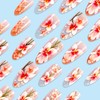 IMRAIN Almond Press on Nails Medium Fake Nails Orange Flower