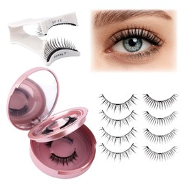 Magnetic Eyelashes Natural Look 2 Pair Magnetic False Eyelashes with Applicator Reusable Magnetic-Eyelashes No Glue Needed Magnetic Lashes Kit Easy to Wear and Remove(Magnetic Eyelashes-CX07)