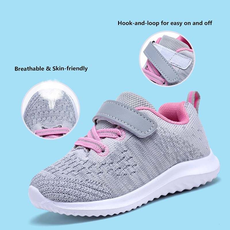 COODO - Zapatillas deportivas para niños y niñas, Negro/Rosado, 16