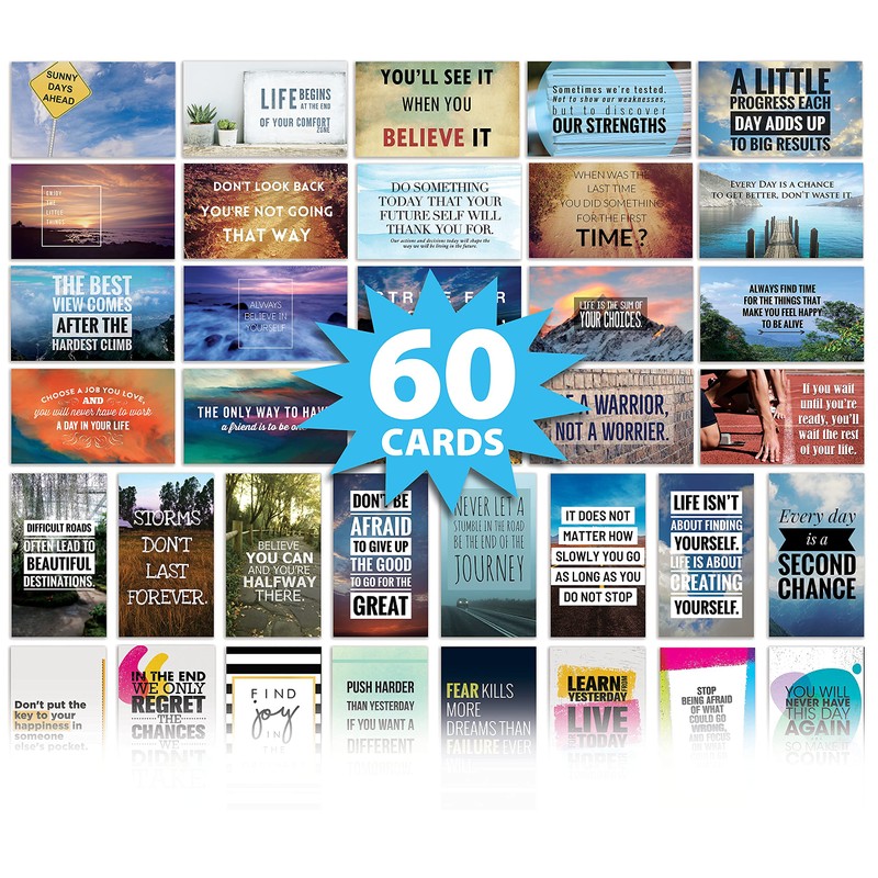 Better Office Products Motivation Inspiration Affirmation Cards, 60 Pack, 60