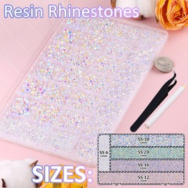 30000Pcs Resin Rhinestones for Bedazzling with Tweezers, Transparent AB Rhinestones for Crafting with B7000 Jewelry Glue for DIY Crafts Clothing Tumblers Shoes Fabric Nail Art