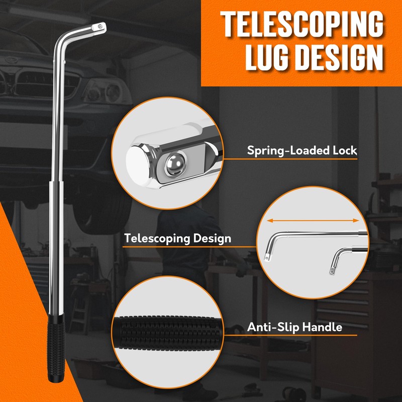 TONDA Telescoping Lug Wrench, Tire Iron Lug Nut Removal Tool
