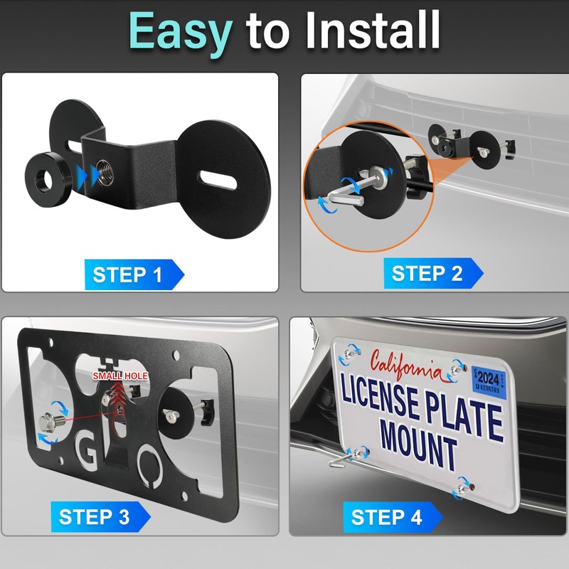 No Drill Front Bumper License Plate Mount Compatible with Subaru