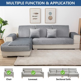 Eismodra Armrest Covers, Armrest Protector, Non-Slip Arm Caps for L-Shaped Sofa Protector, Chaise Lounge Corner Sofa 2-Seater Protective Covers Living Room Armchair Dogs Pets, Light Grey, 70 x 70 cm (Only 1 Piece)